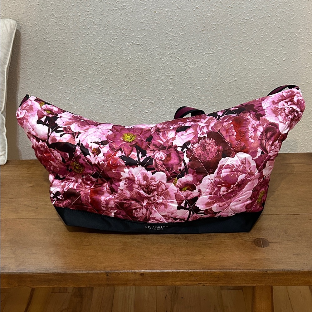 Victoria’s Secret Pink and Black Floral Tote - Picture 2 of 13